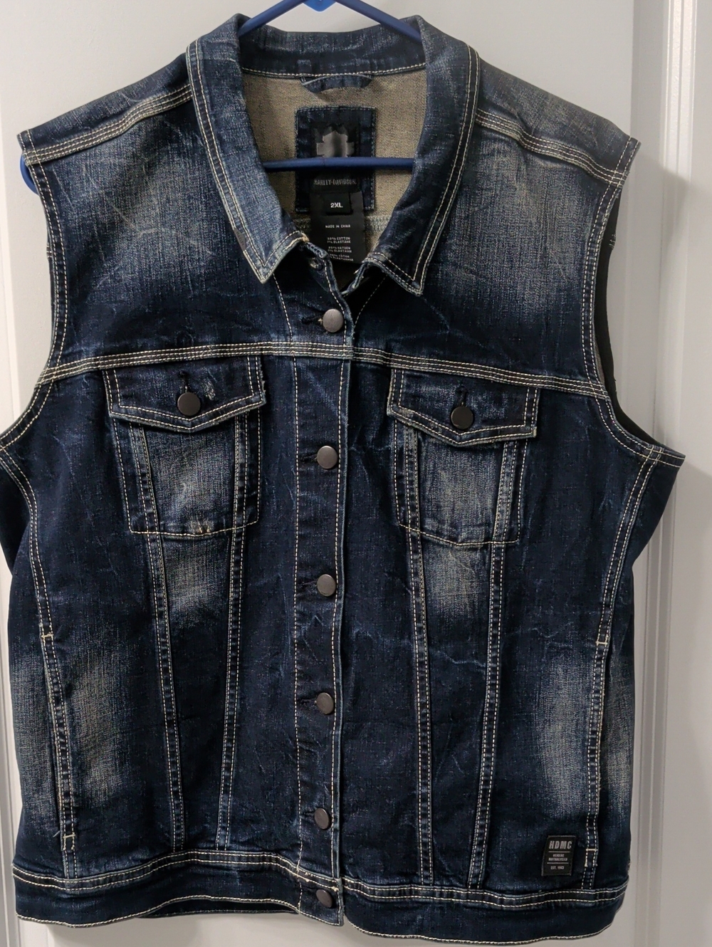 Harley-Davidson Blue Distressed Denim Vest
